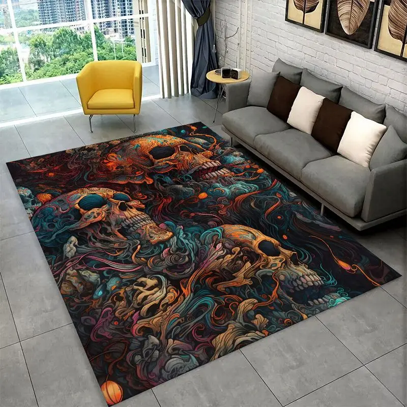 Horror Skeleton Skull Gothic Large Area Rug Non-slip Durable Carpet for Bedroom Living Room Sofa Doormat Home Decor Floor Mat - view 4