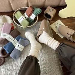 Solid Color Knitting Thermal Long Socks Women Autumn Winter Thick Warm Snow Sox Lolita Kawaii Cute Sleeping Socks Christmas Gift