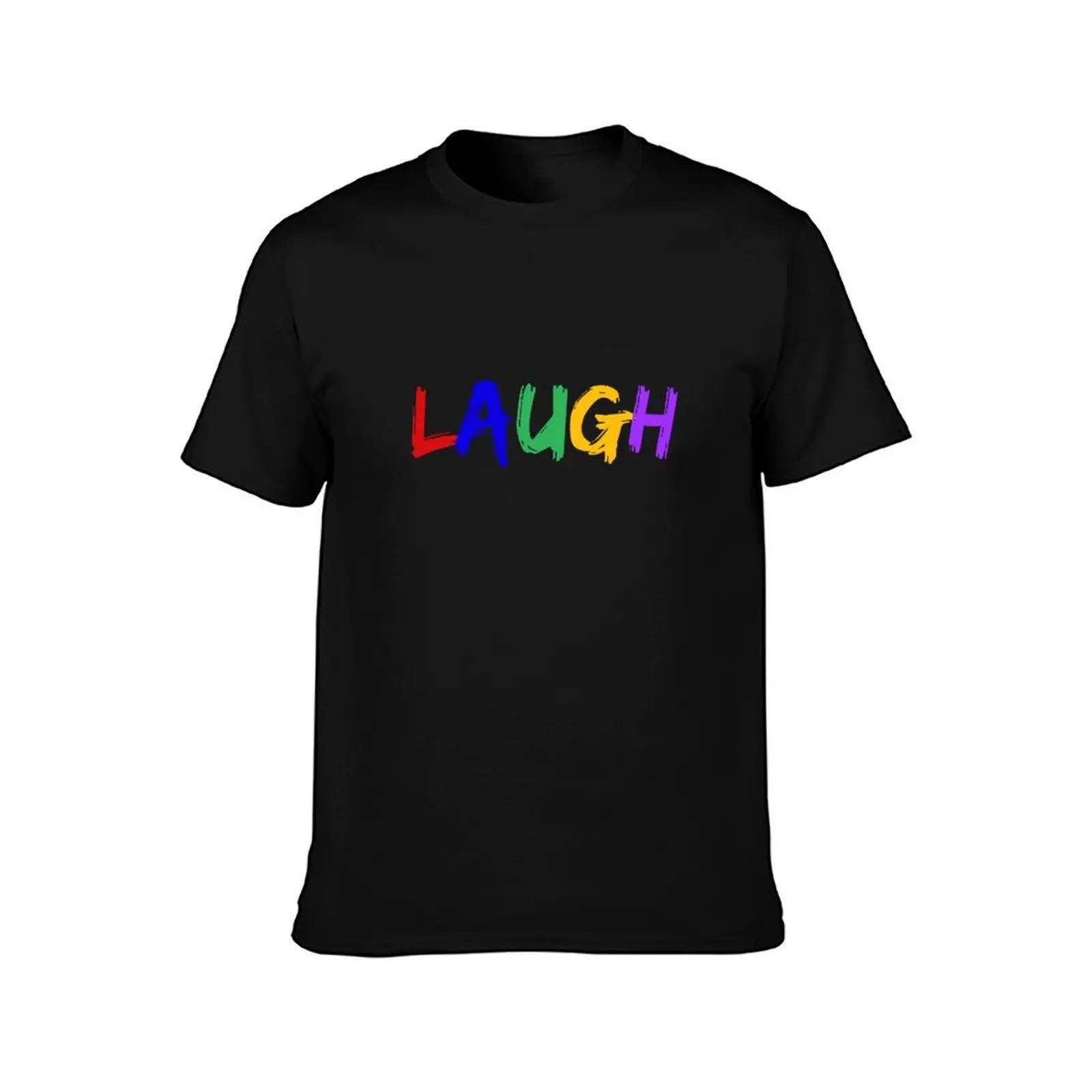 LAUGH - Jacksepticeye Quote T-Shirt, Summer Casual Cotton Tee, Oversized Streetwear Tops, Vintage Graphic Print, 100% Cotton