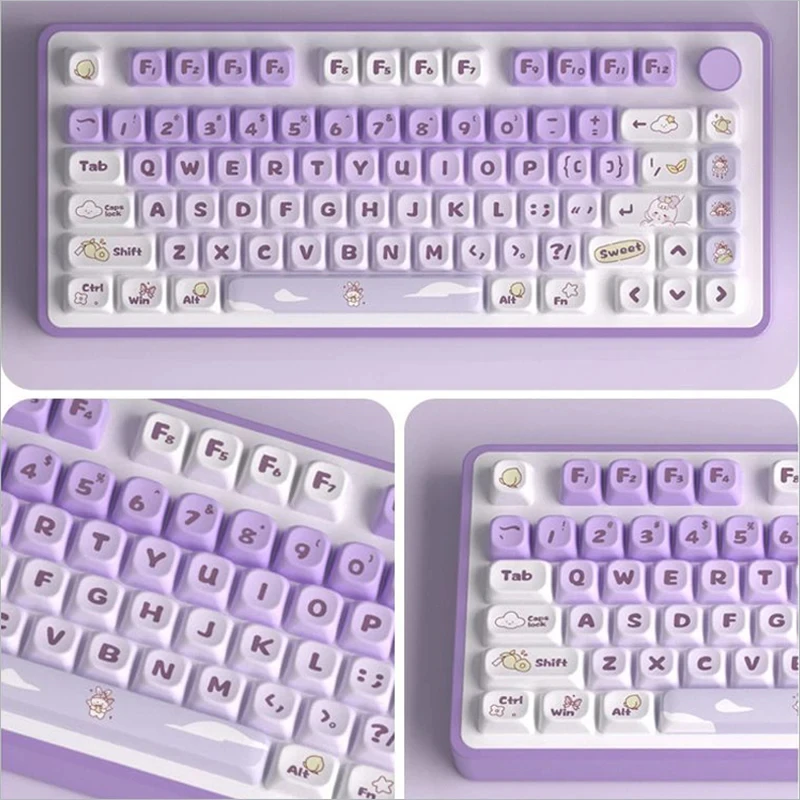 Dye Sublimation PBT 138 tasti Keycaps Purple Rabbit theme MOT Profile Keycap per Gateron Cherry MX switch tastiera meccanica