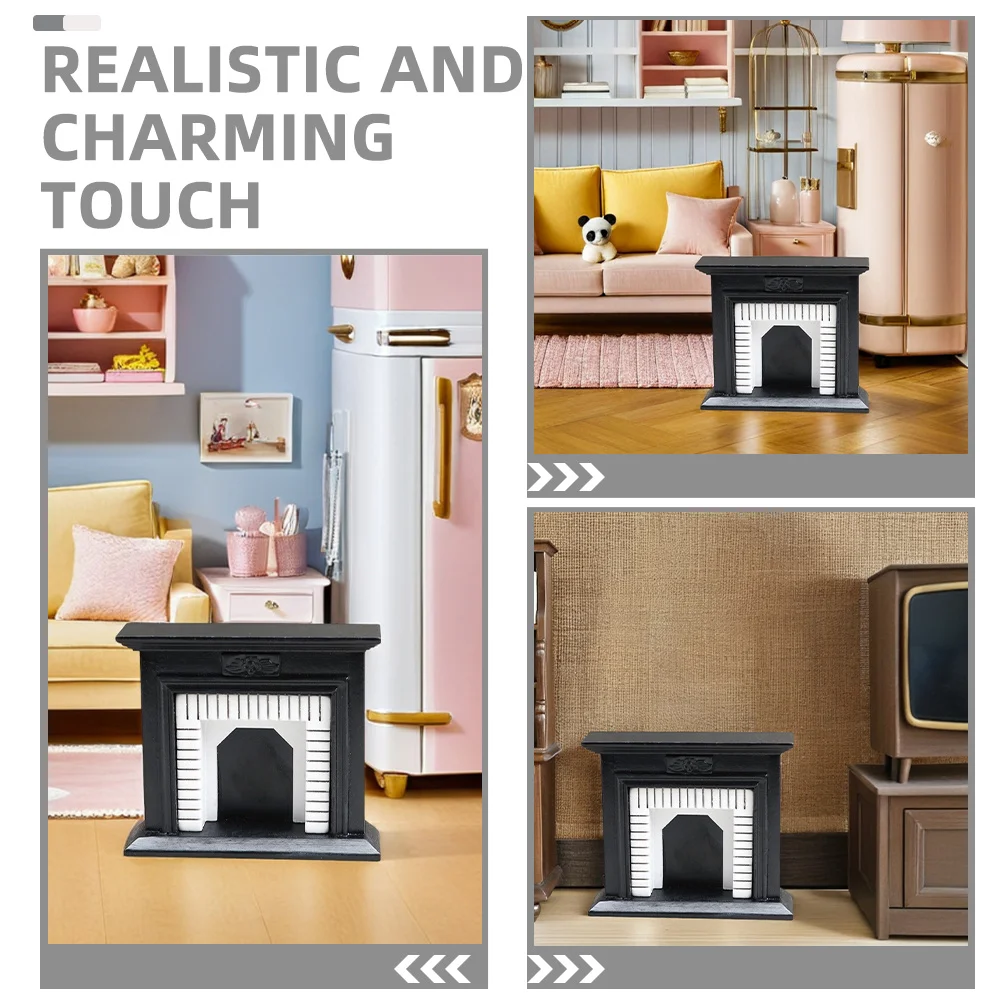 Wooden Dollhouse Miniature Fireplace 1:12 Scale Simulated Miniature Living Room Furniture Dollhouse Mini Furniture