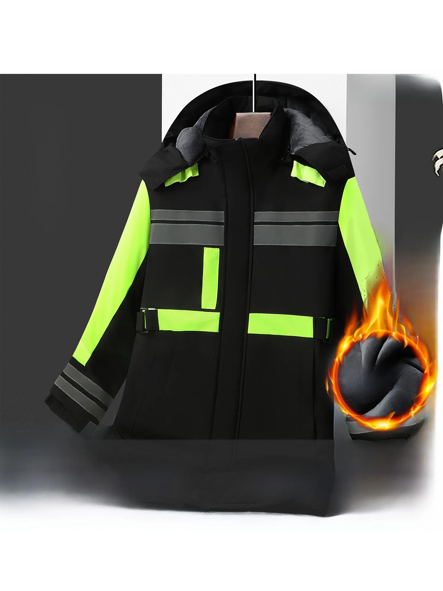 

Men's Warmth-Filled Long Jaet Winter Thiened Youth Large Size Workwear Cotton Coat Casual Sle Detachable Hood Zipper Cl...