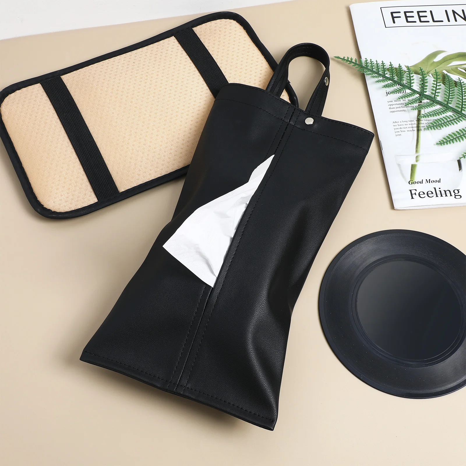 

PU Box Holder Tissue Box Case Wear Resistant Long Lasting Simple Design Car Travel Size Storage Home Use