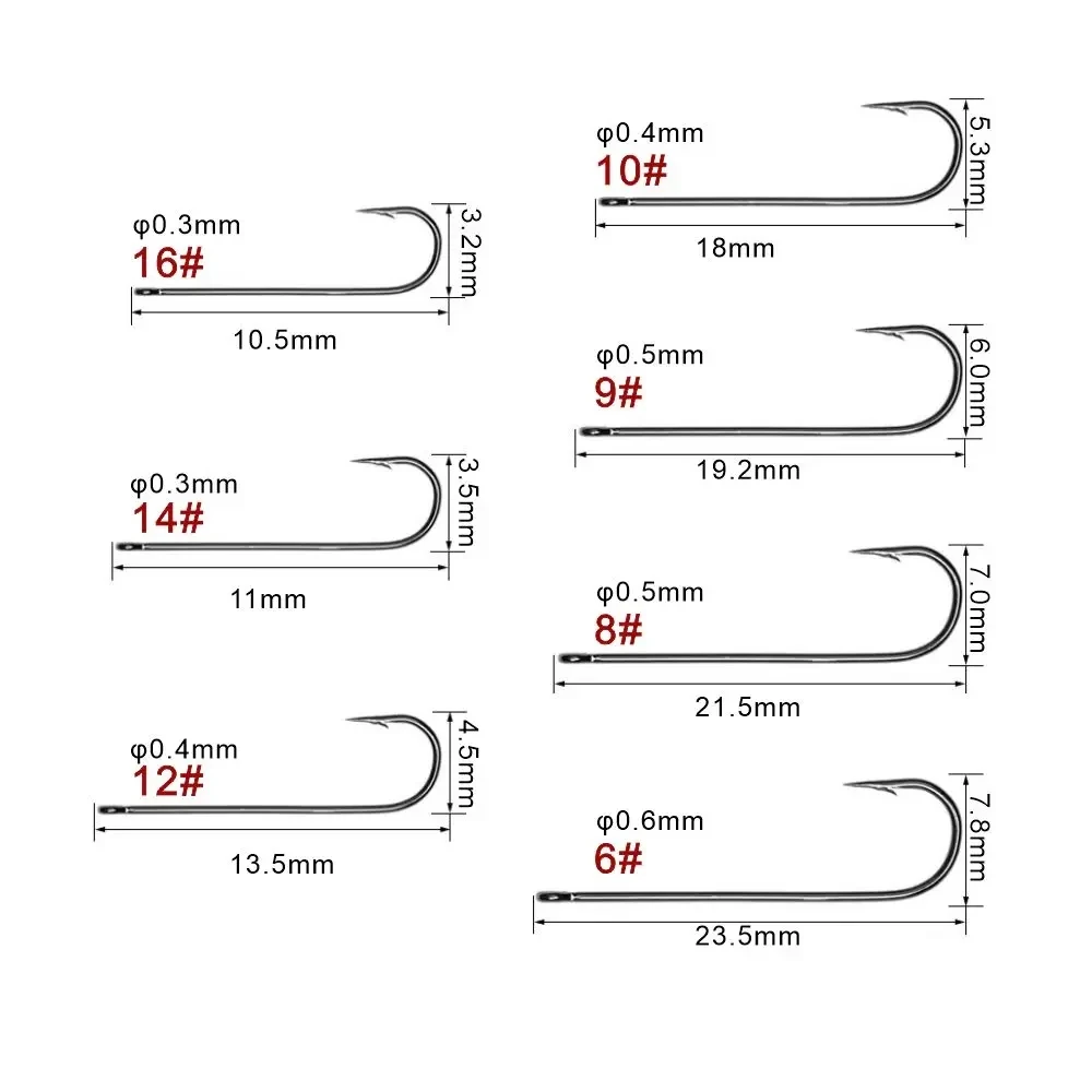 Yisy 50PCS Saltwater Fresh Water Fishing Aberdeen Long Shank Fish Hooks Sabiki Rig Streamer Fly Hook Size 10 4 2 2/0 3/0