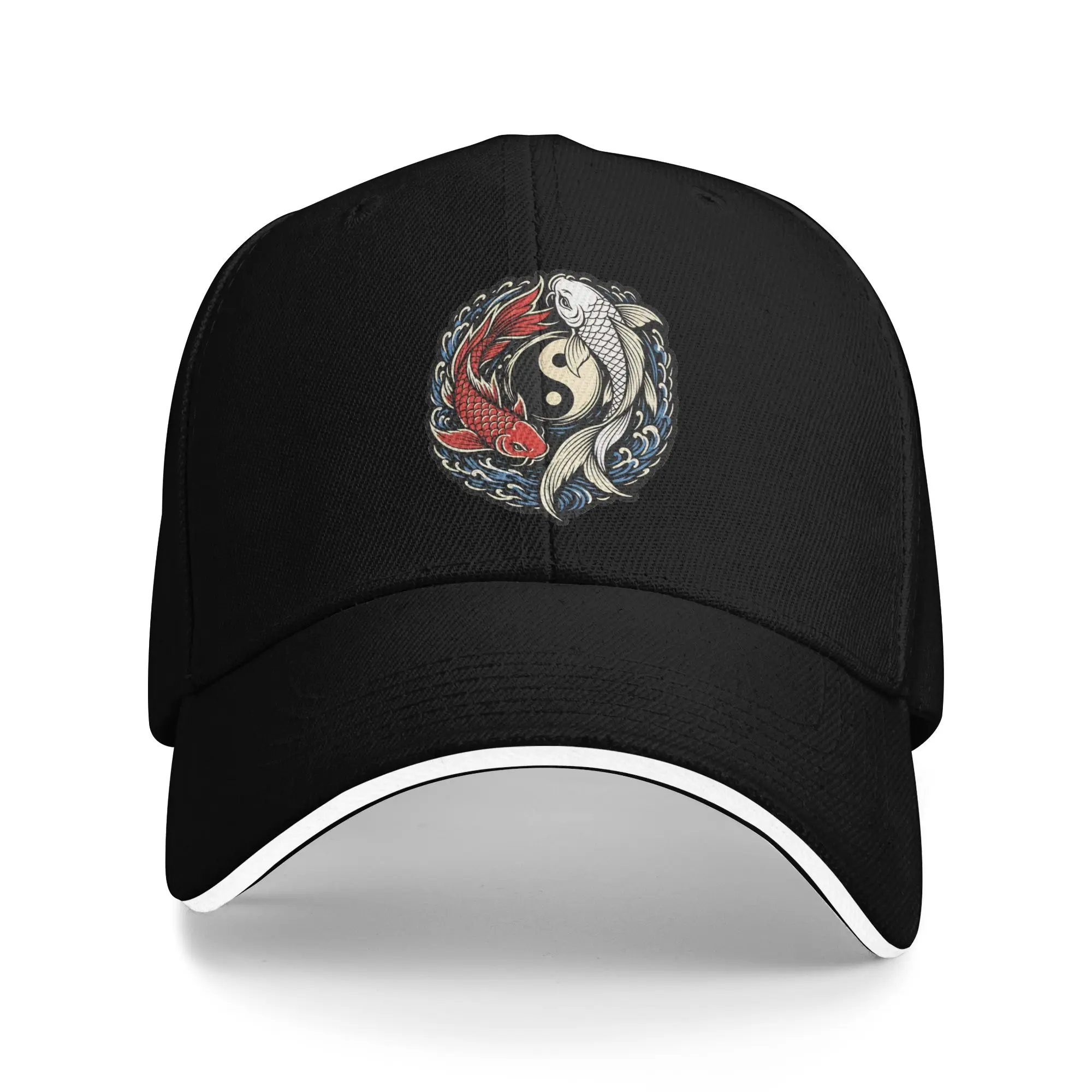 Yin Yang Koi Fish Japanese Tattoo Casual Baseball Cap Fishing Trucker Hat Summer Hot Sale Unisex-Teens Fitted Retro Snapback Cap