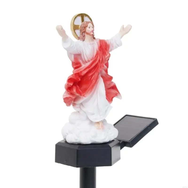 Faith Figure Solar Lamp Stake for Lawn Border and Garden Entry, Resin Yard Statue Accent with Warm Light and Flower Bed