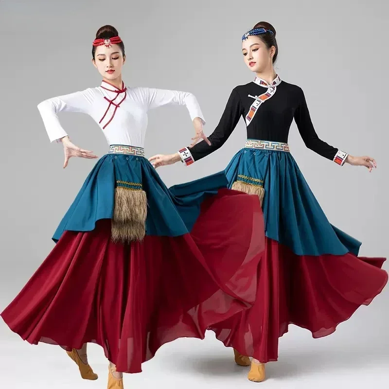 

Tibetan Dance Dress Mongolian Dance Performance Costumes Ethnic Minority Dress Female Modern Big Swing Chopsticks Dance Outfits