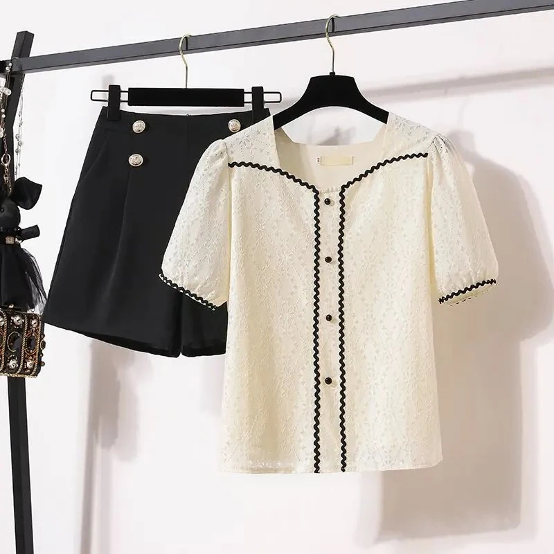

T Shirt Women's Short Sets 2 Pieces Pocket Baggy Straight Female Shorts Top and Bottom Trends Luxury Outfit Ensembles Promotion
