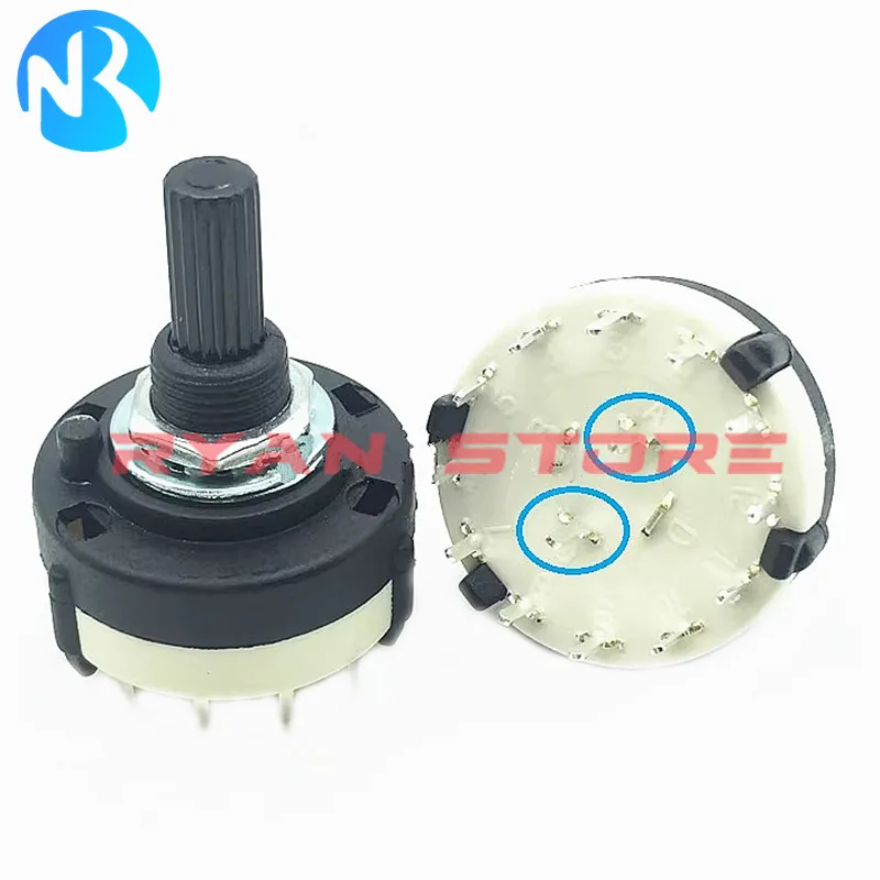 2PCS SR26MM Plastic Rotary 26MM Band Switch 1 Pole 12 Position Handle Length 20MM Axis Band Switch SR-16 2 3 Pole 4 6 Position