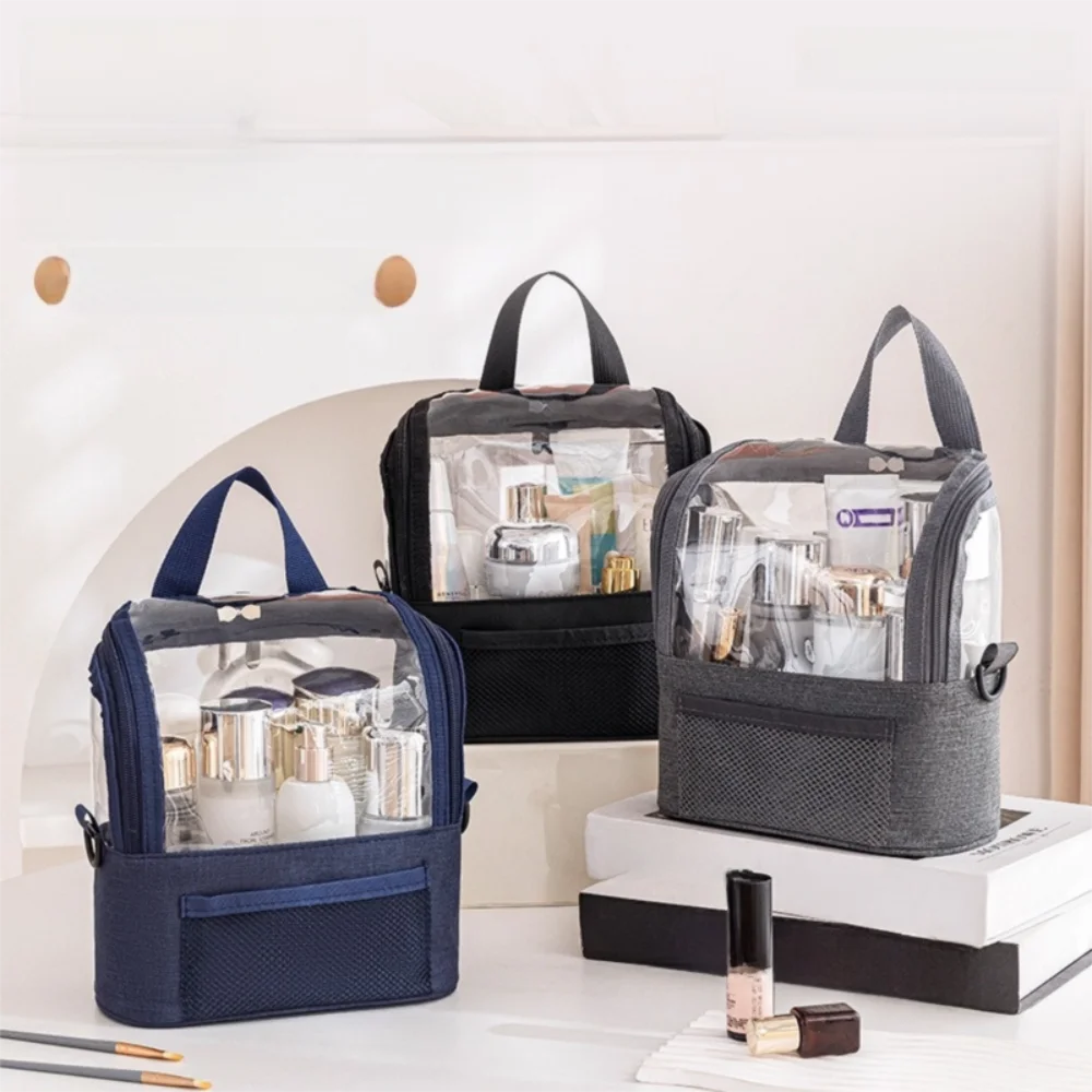 Professional Makeup Brushes Shoulder Bag Transparent Oxford Cloth Cosmetic Storage Bag Lightweight Multifunctional
