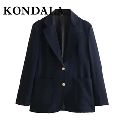 KONDALA 2025 Spring Summer Office Lady Solid Suits Fashion Casual Single Breasted Shrug Blazers+Pencil Calf-Length Pants
