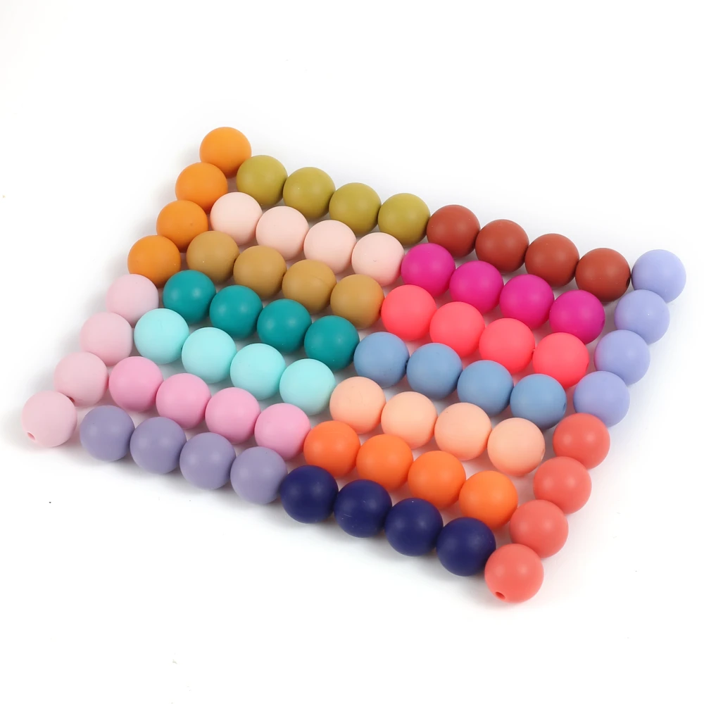 

50Pcs 12mm Colorful Silicone Round Beads Teether Chew Bead For Handmade Jewelry Making DIY Care Pacifier Chain Necklace Bracelet