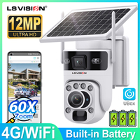 LS VISION 4G 60X Zoom Dual Lens Solar Camera Wifi Outdoor Wireless Cctv Ptz Cameras Dual View Security HD Video Monitor Ubox