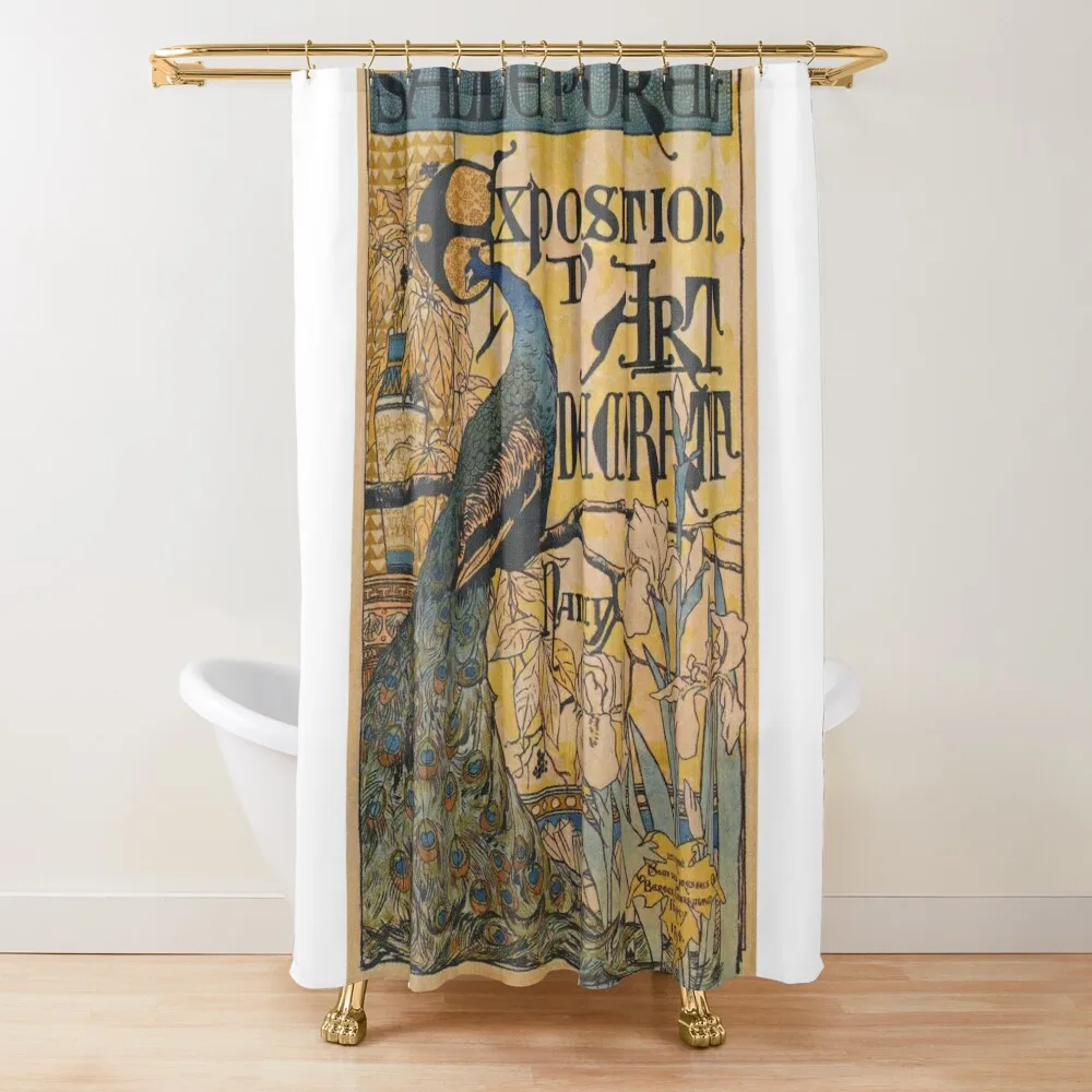 

Peacock Vintage Poster Shower Curtain Bathtub Shower Bath Funny Shower Anti-Mold Waterproof Curtain