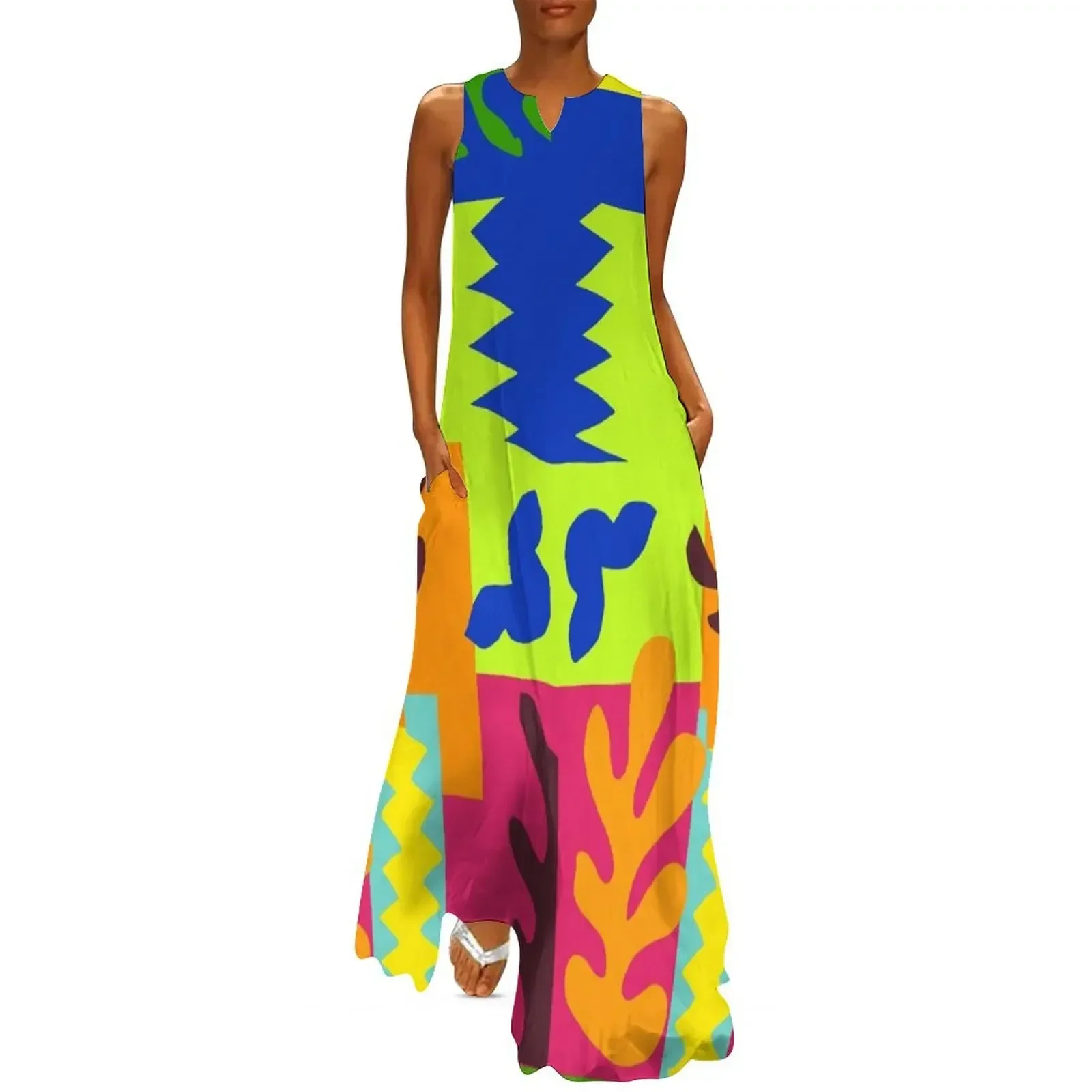 

Matisse Inspired Colorful Collage #3 Long Dress Summer women's clothing evening dress woman clothes for women Dress