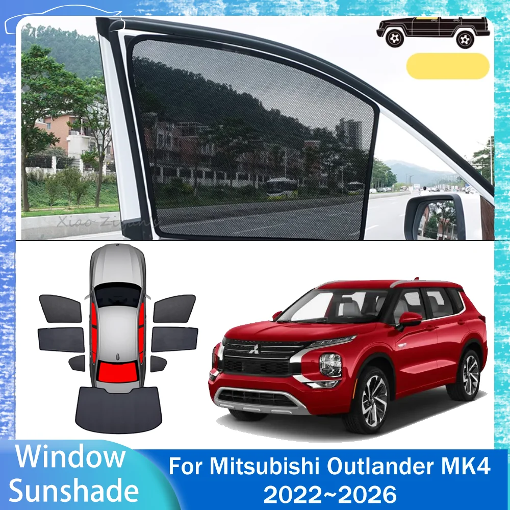 

For Mitsubishi Outlander MK4 2022~2026 2023 2024 2025 Car Magnetic Mesh Privacy Sunshade Side Window Sun Shade Accessories