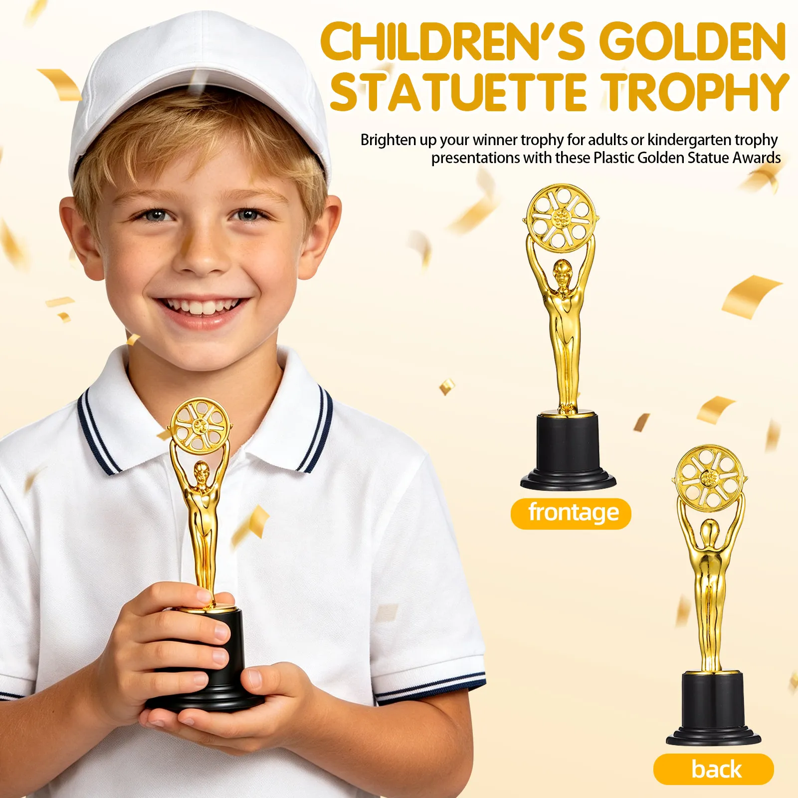 8Pcs Gold Plastic Trophy Awards Small Standing Cup for Sports Day Classroom Prizes School Rewards Game Night