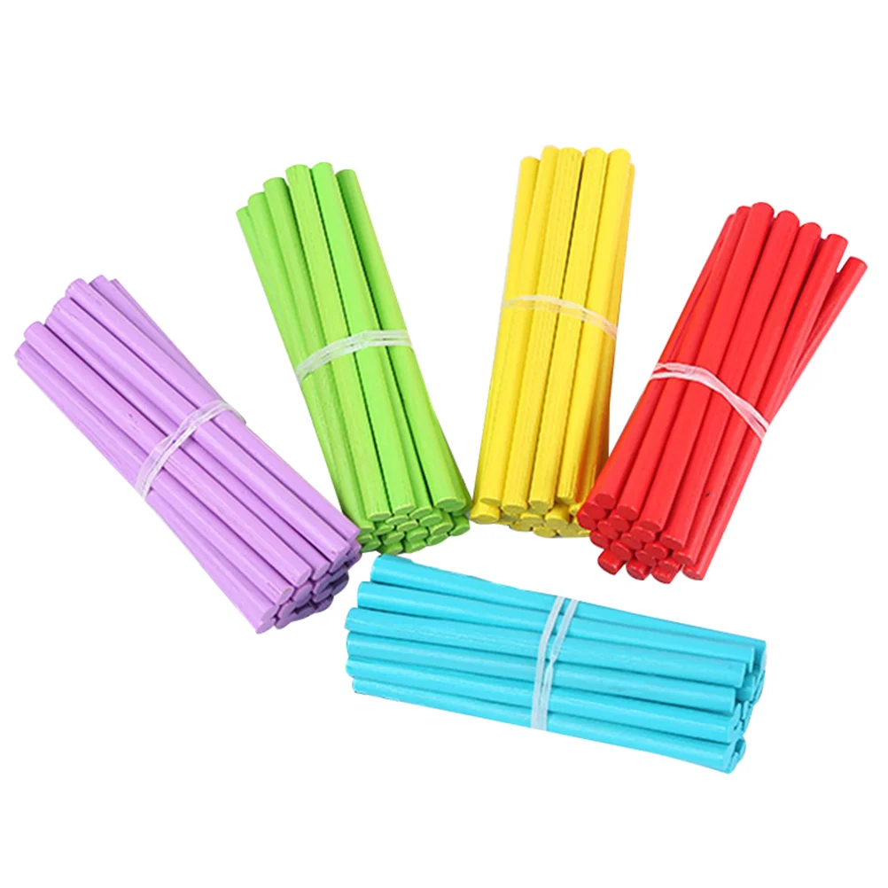 100pcs Colorful Math Manipulatives Math Wooden Counting Sticks Kids Preschool Educational Toys Counting Rods for Arithmetic Lear