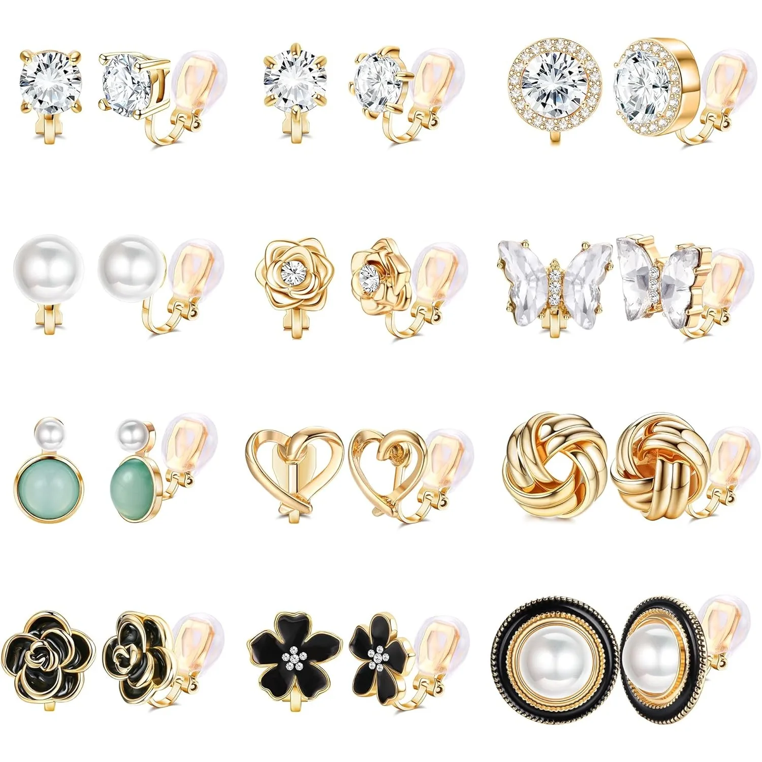 12-Pair Crystal Clip-On Earrings 1