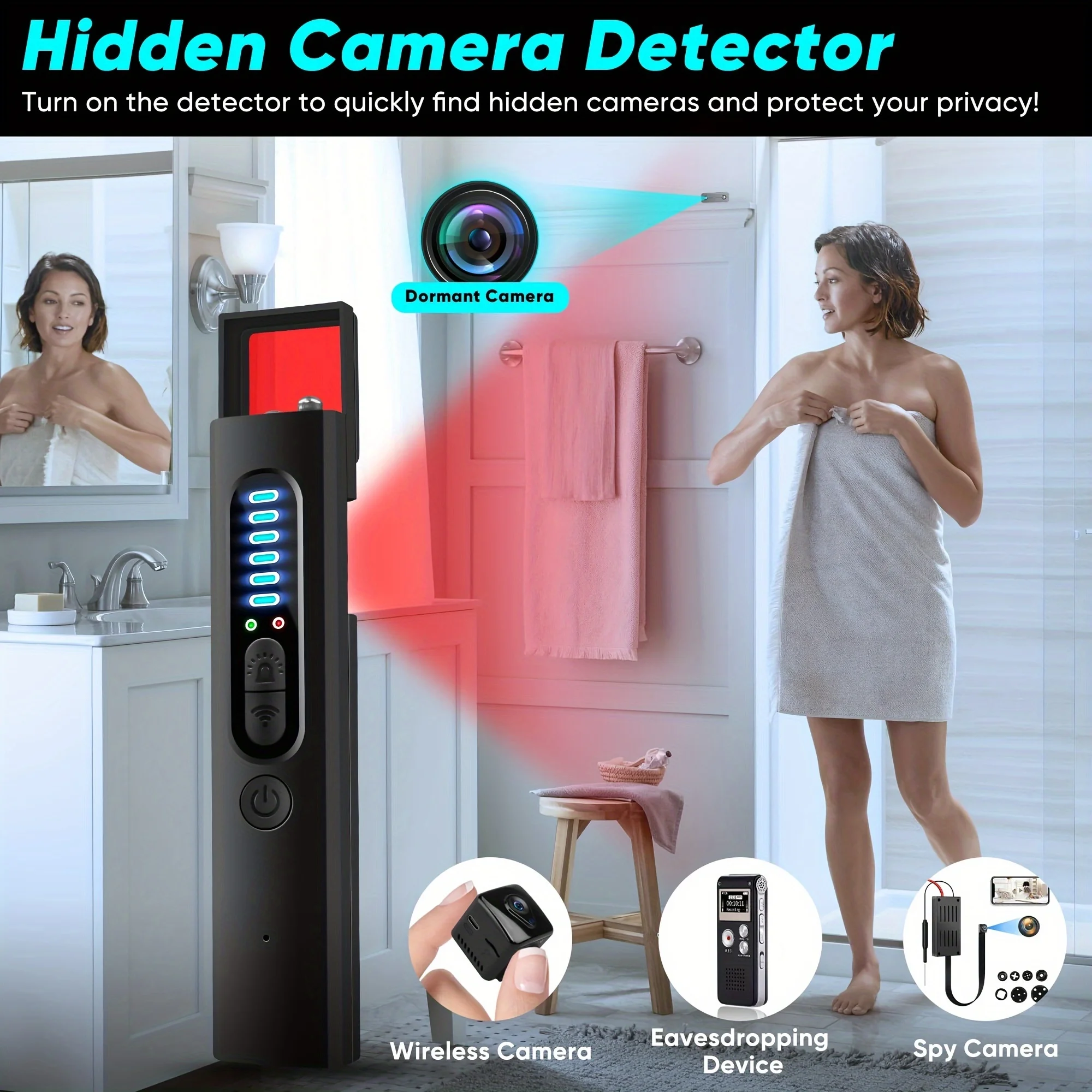 Hidden Camera Detector for Hidden Camera T15 Anti Spy Detector Professional GPS Wiretapping Search Devices Security Protection