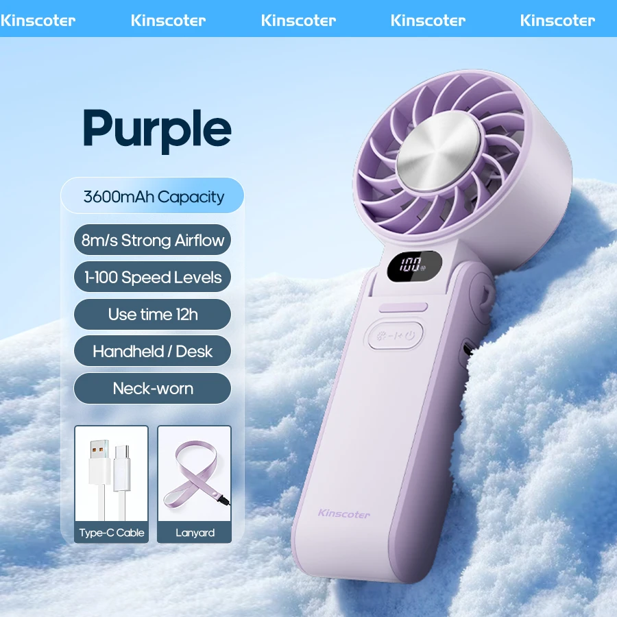 Draagbare hoge snelheid koeling handventilator 3600 mAh oplaadbaar 100 windsnelheden verstelbare mini opvouwbare luchtkoeling turboventilator - afbeelding 1
