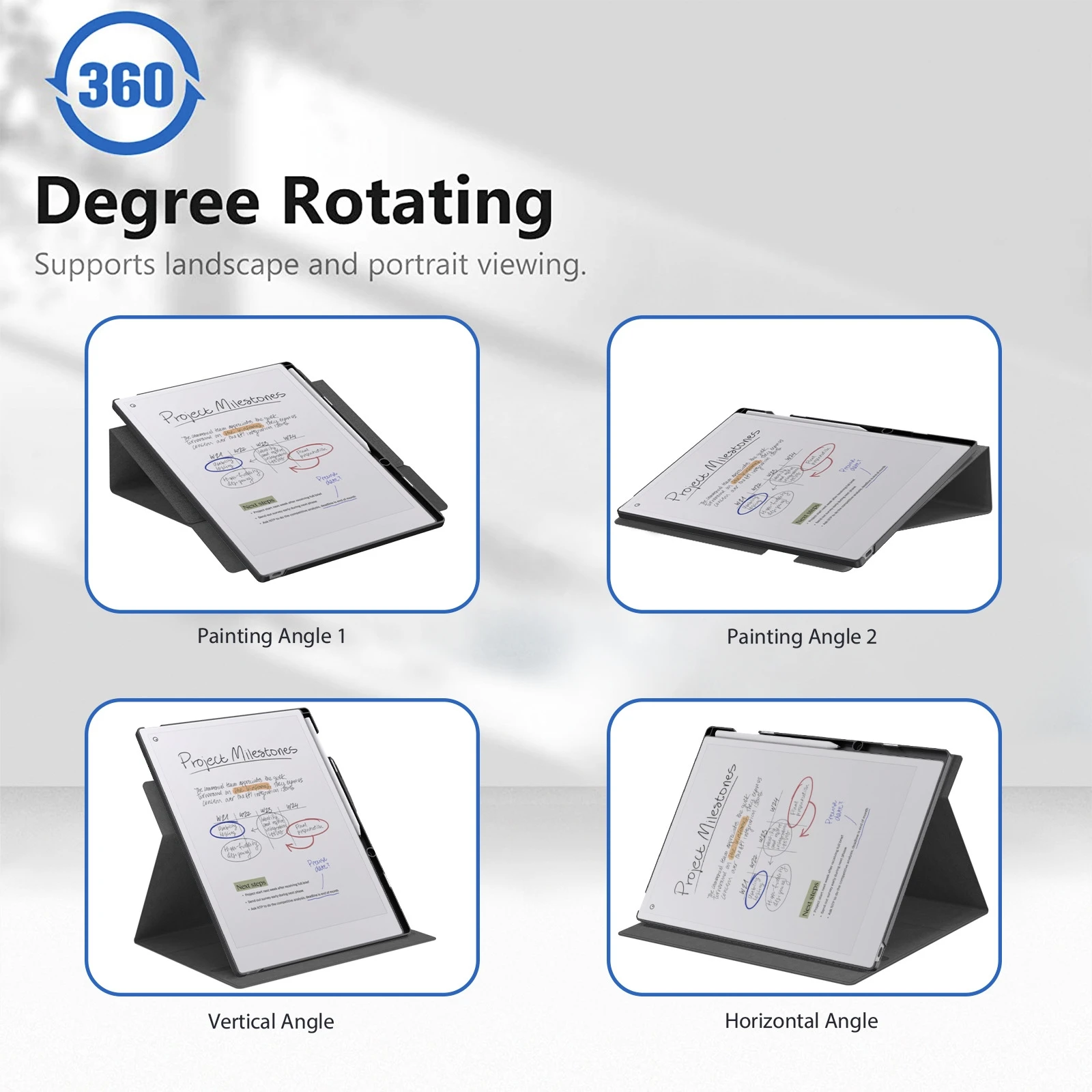 11.8'' PC Leather Case For reMarkable Paper Pro 2024 11.8 inch eBook Rotatable Dormant Protective Cover with Holder