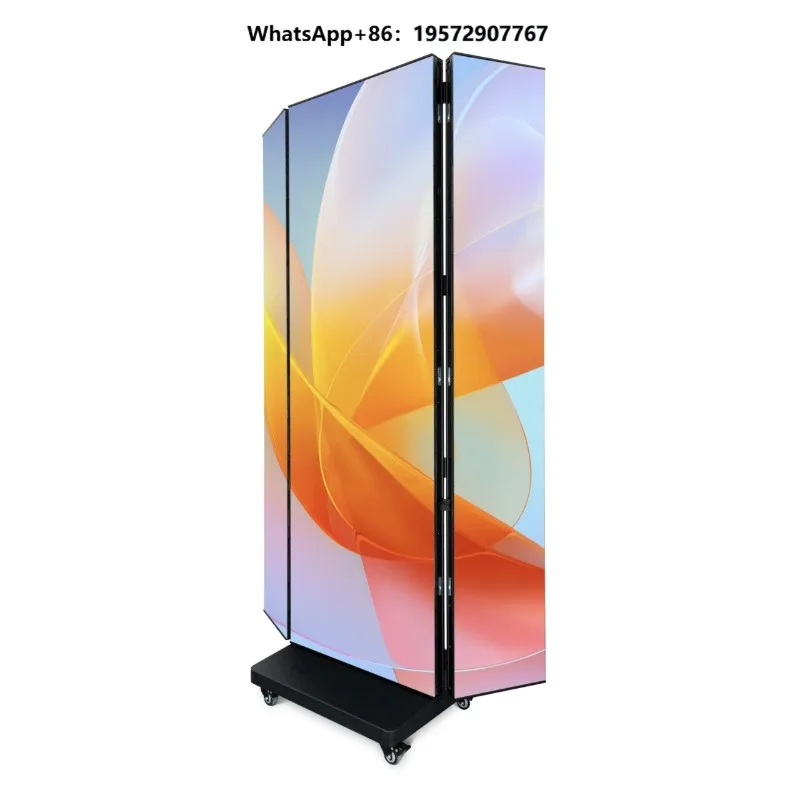 Led Advertising Digital P2.5 P3 P4 Folding Double Sided Three Led Tri Fold Poster Foldable Led Screen Display