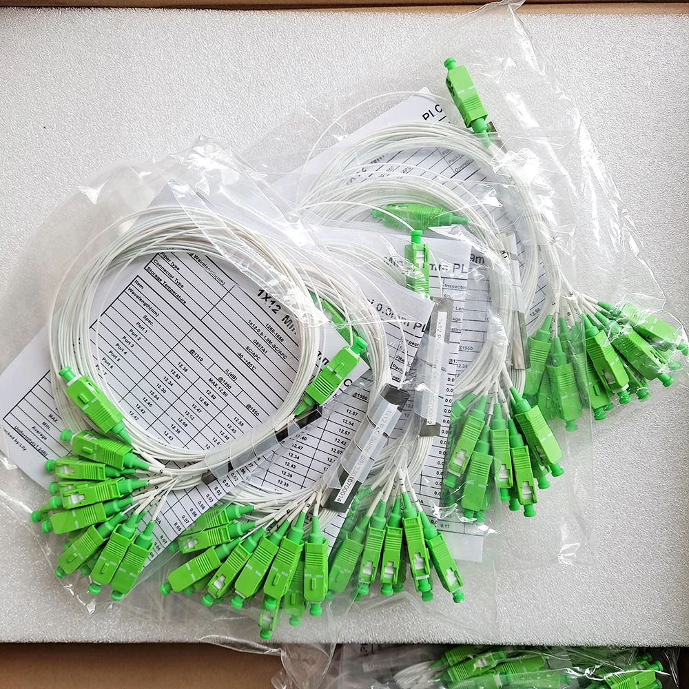 

High Quality 1X12 PLC SC/APC SM Single Mode 0.9mm G657A1 LSZH 1m FTTH Fiber Optic Splitter