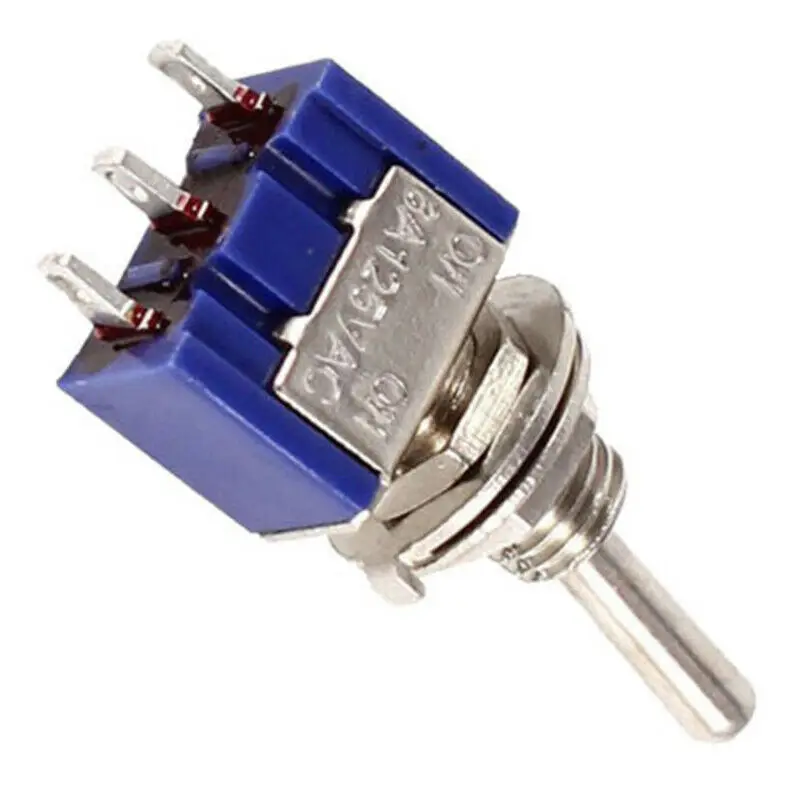 10PC/5PCS Miniature Toggle Switch Single Pole Double Throw SPDT (MTS102) ON-ON 120VAC 6A 1/4 Inch Mounting MTS-102