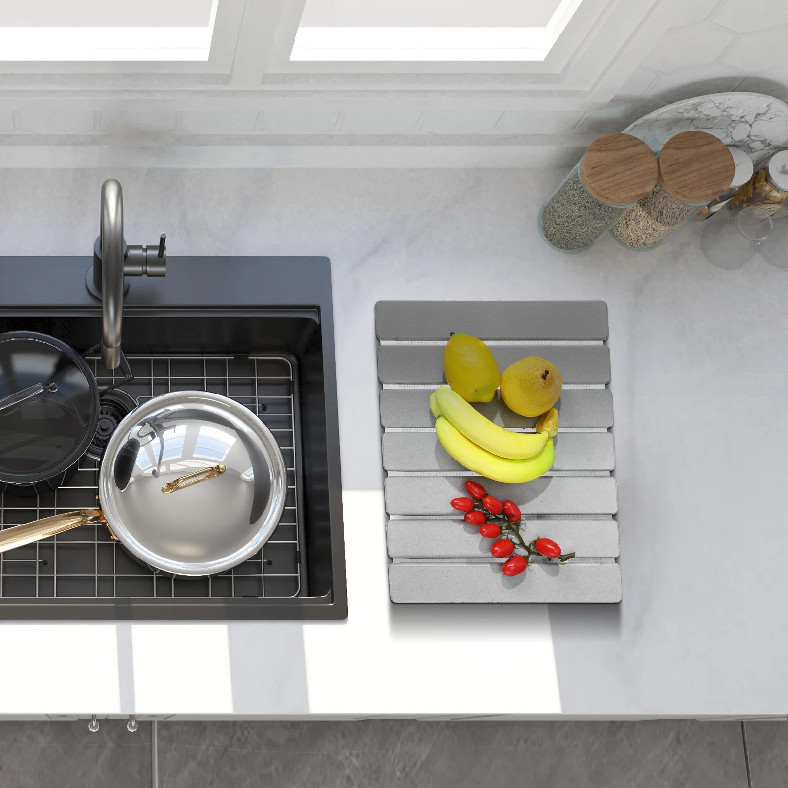 

Kitchen Drying Mat Diatom Mud Countertop Absorbent Fast Dry Non Slip Heat Resistant Dish Drainer Pad For Bowls Plates Cups