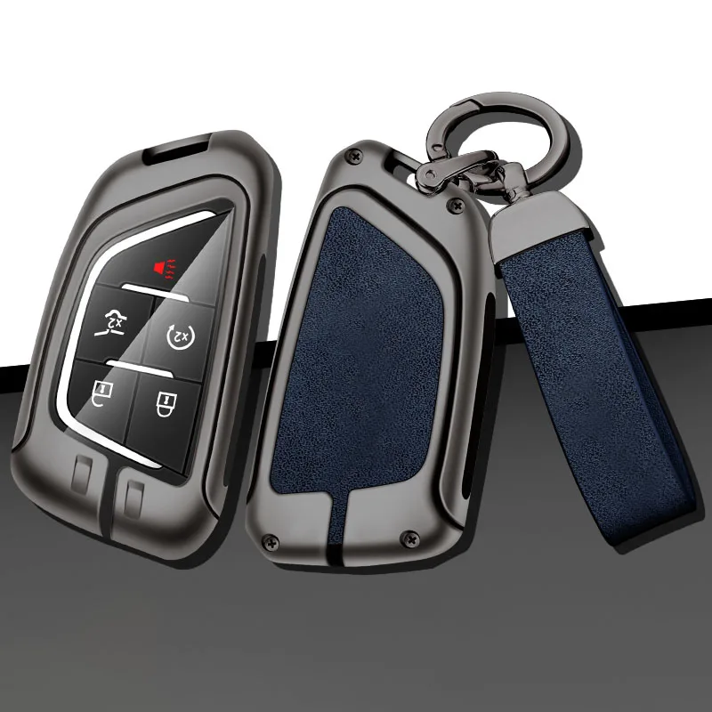Zinc Alloy Car Key Case Cover Protector Shell for Cadillac XT4 CT4 CT5 Lyriq Escalade Optiq Vistiq 2023-2025 KeyChain Accessorie