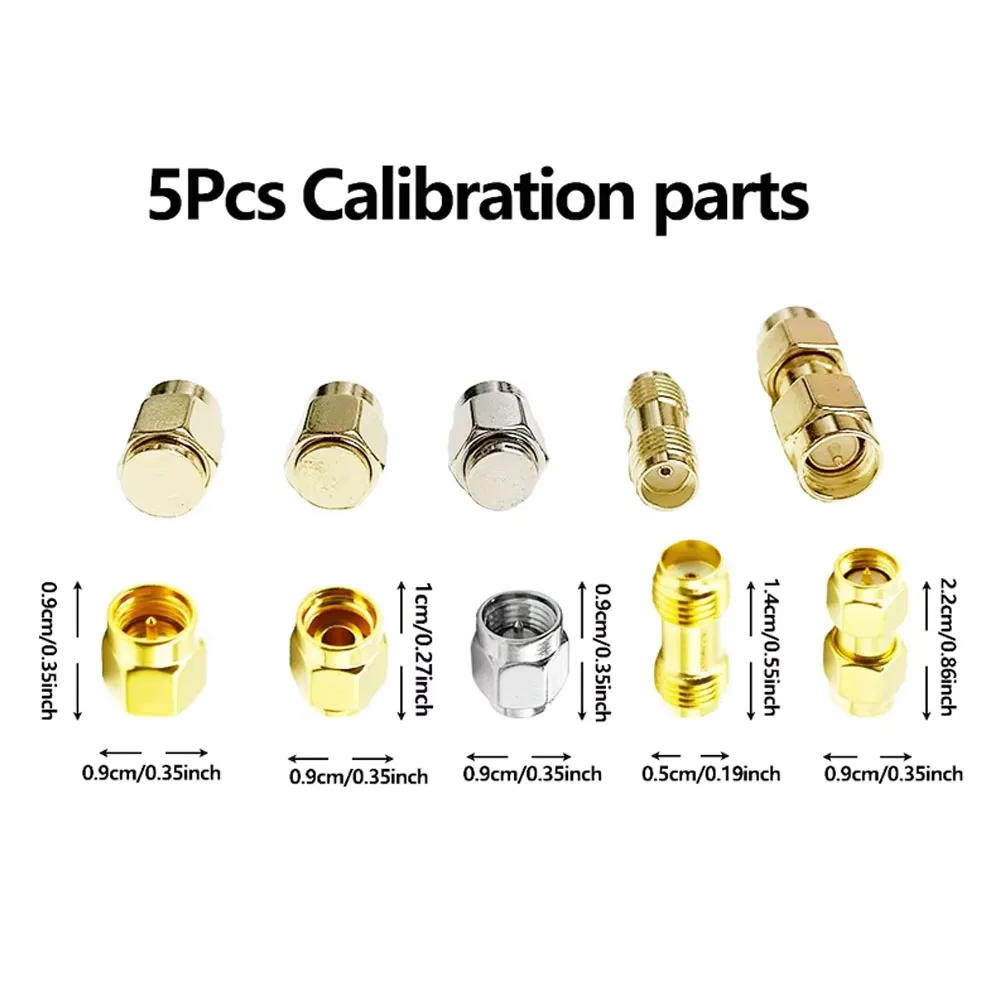 HTOOL DC–6GHz Short/Open/50 Ω Load 5pcs Calibratio Network Analyzer Calibrator Kit SMA Metal Through Calibrator Female-to-Female