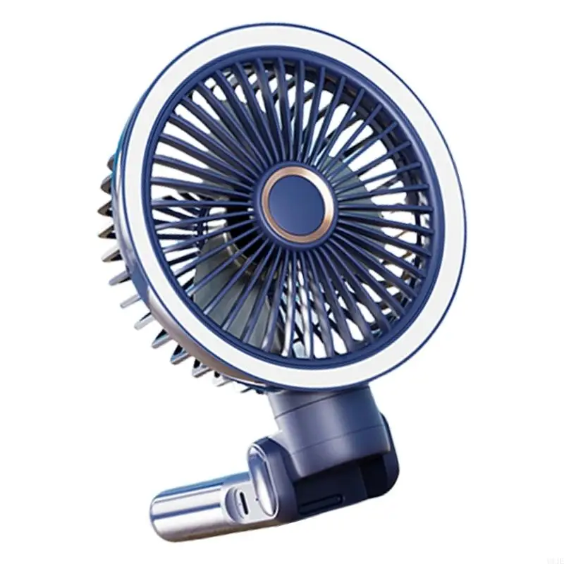 U1JE quạt clip sạc có thể gập lại với đèn LED Night Light USB chạy 3 tốc độ quạt làm mát yên tĩnh để sử dụng du lịch cắm trại