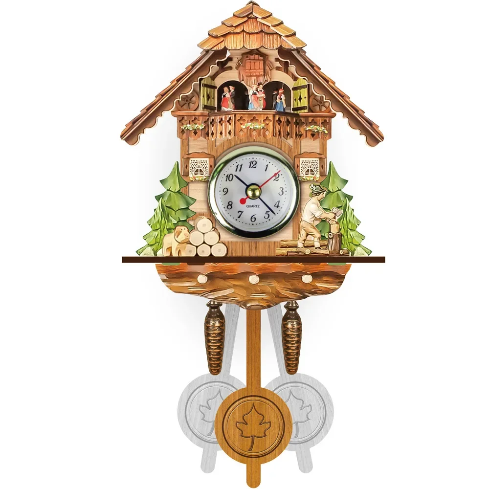 Cuckoo Clock Living Room Wall Clock Handicraft Vintage Wooden Cuckoo Tree House Clock for Bedroom Office reloj de pared