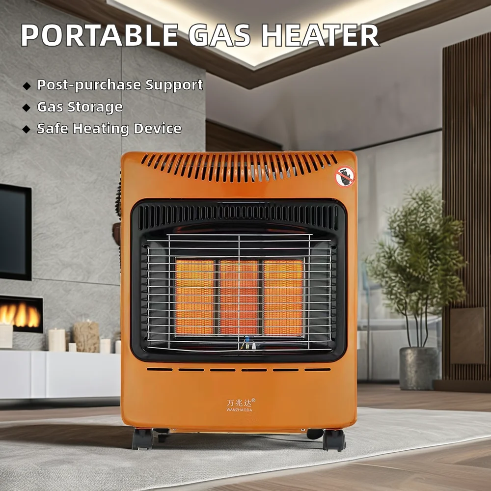 سخان غرفة غاز محمول قابل للطي للاستخدام الداخلي والخارجي، لوحة منحرفة بالأشعة تحت الحمراء، مصدر طاقة كهربائي لتدفئة غرفة النوم