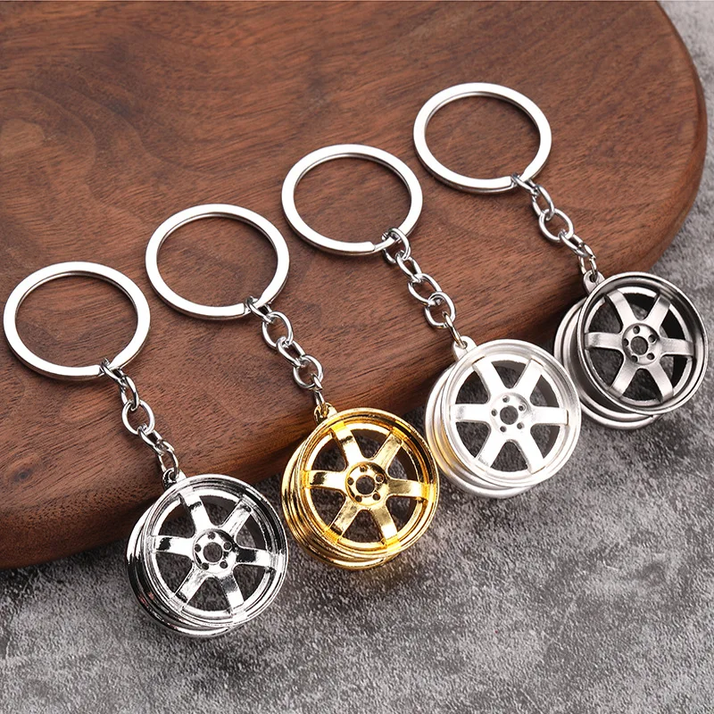 Modified Wheel Key Chains Hub Metal Keychain Turbocharged Waistband Creative Gift Car Keyring Pendant Gift For Car Lover 1Pcs