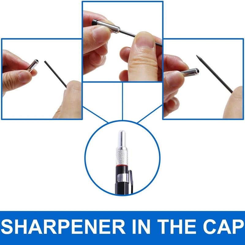 3 шт. 2,0 мм механический карандаш, свинцовый карандаш для черчения, плотника, ремесла, искусства, эскизов с 36 шт. сменных черных