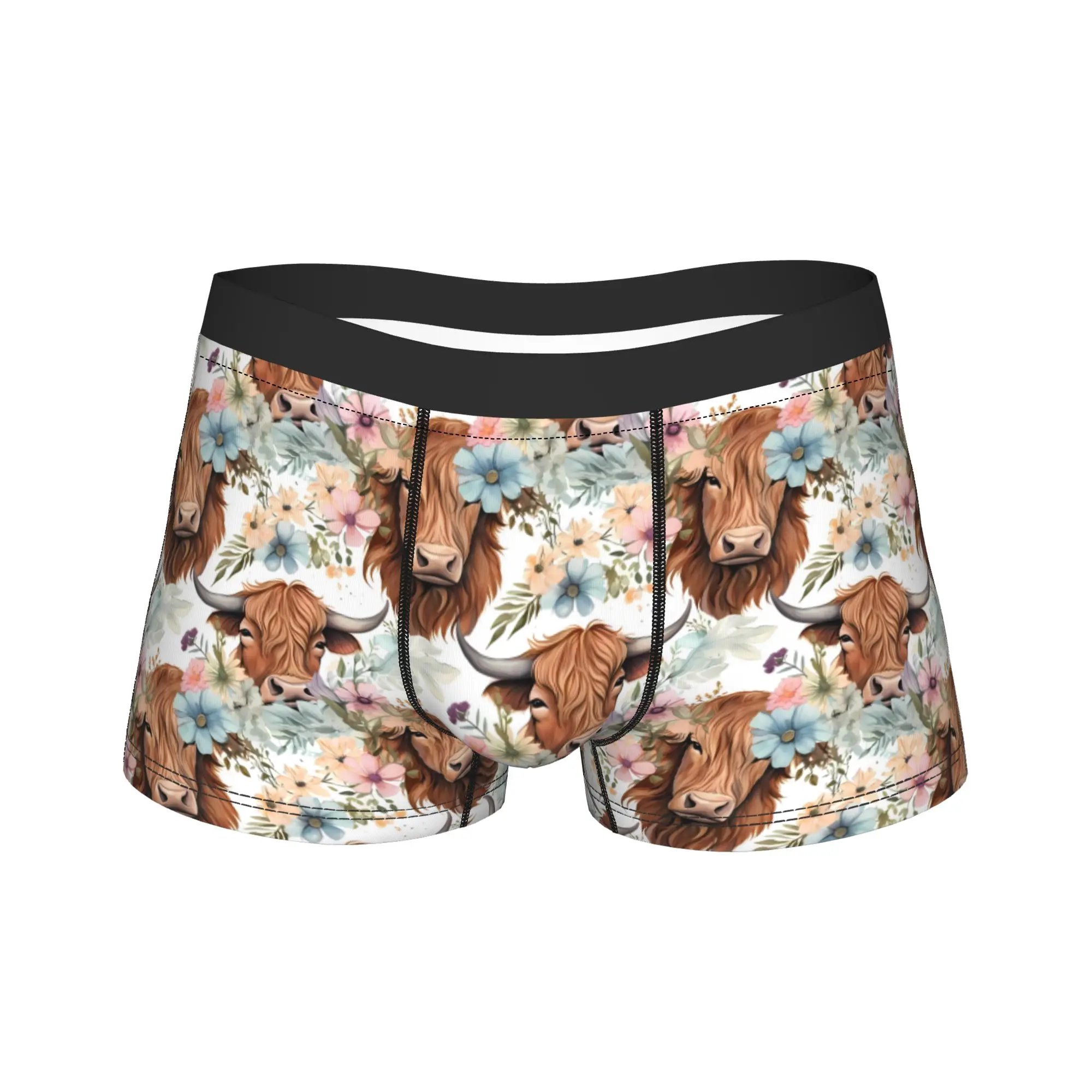 

Мужские дышащие трусы-боксеры Highland Cow, эластичное нижнее белье со стильным принтом, удобная повседневная одежда для ежедневного ношения