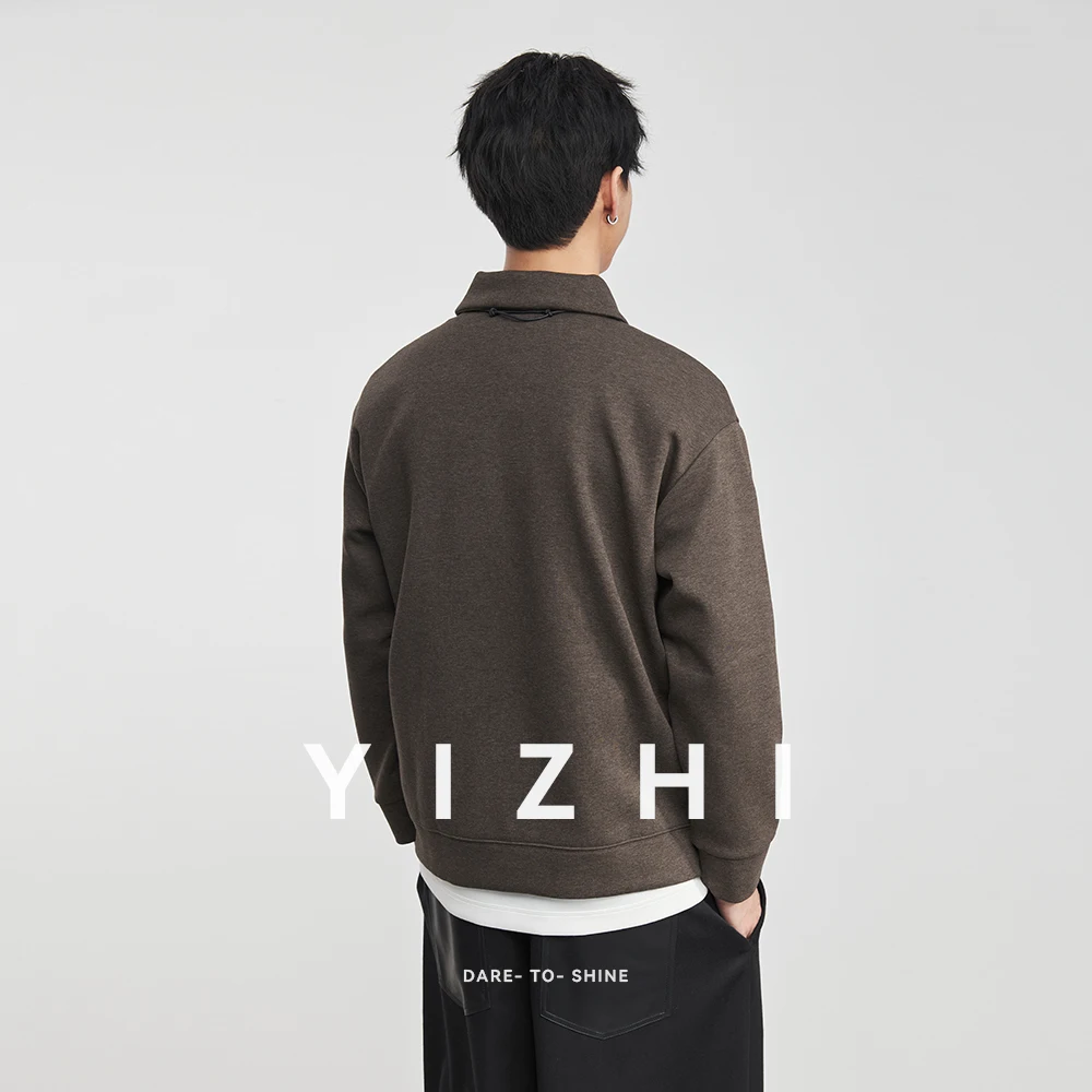 

Модная мужская толстовка с лацканами на флисовой подкладке, осень-зима 2022, новая универсальная свободная толстая мужская рубашка-пуловер с длинными рукавами