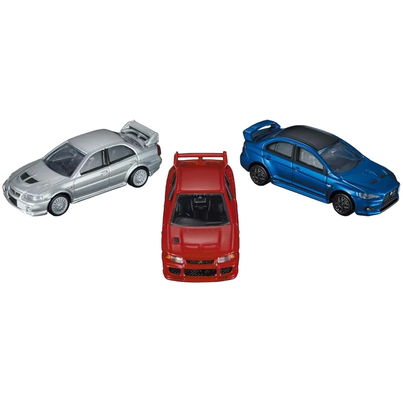 TAKARA TOMY TOMICA Mitsubishi EVO set combination gold car model, children's collection pieces, gifts for children's friends.