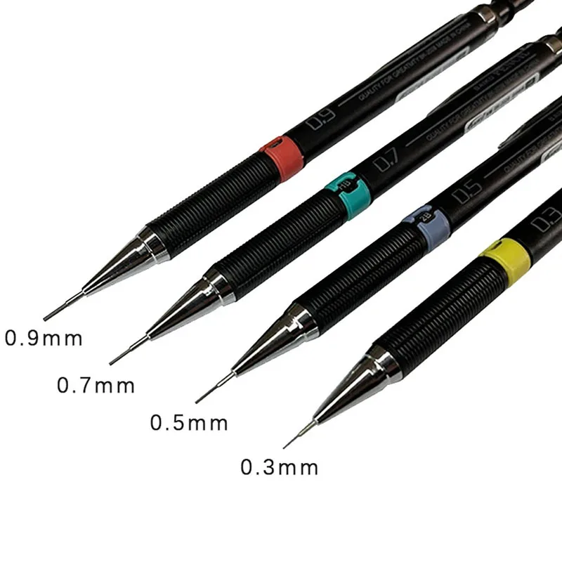 7Pcs/set 0.3 0.5 0.7 0.9mm Automatic Pencil with Eraser HB Lead Sketching Painting Writing Stationery School Office Supplies