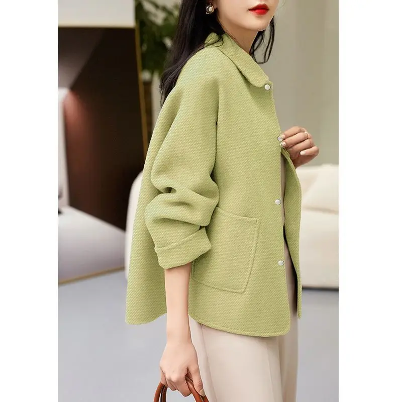 2023 Autumn Winter Women Vintage Elegant Fashion Chic Single Breasted Outwear Jacket Female Simple Casual Solid Loose Sweet Coat