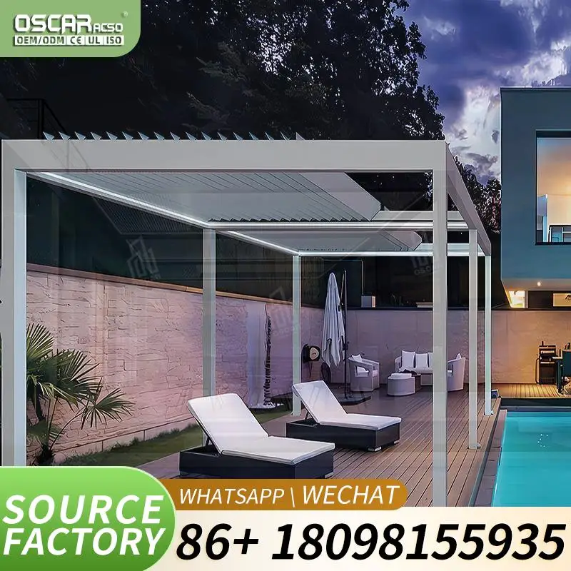 

Моторизованная открывающаяся крыша, водонепроницаемая алюминиевая багажник, биоклиматическая садовая беседка с автоматической функцией и устойчивым к атмосферным воздействиям Desi