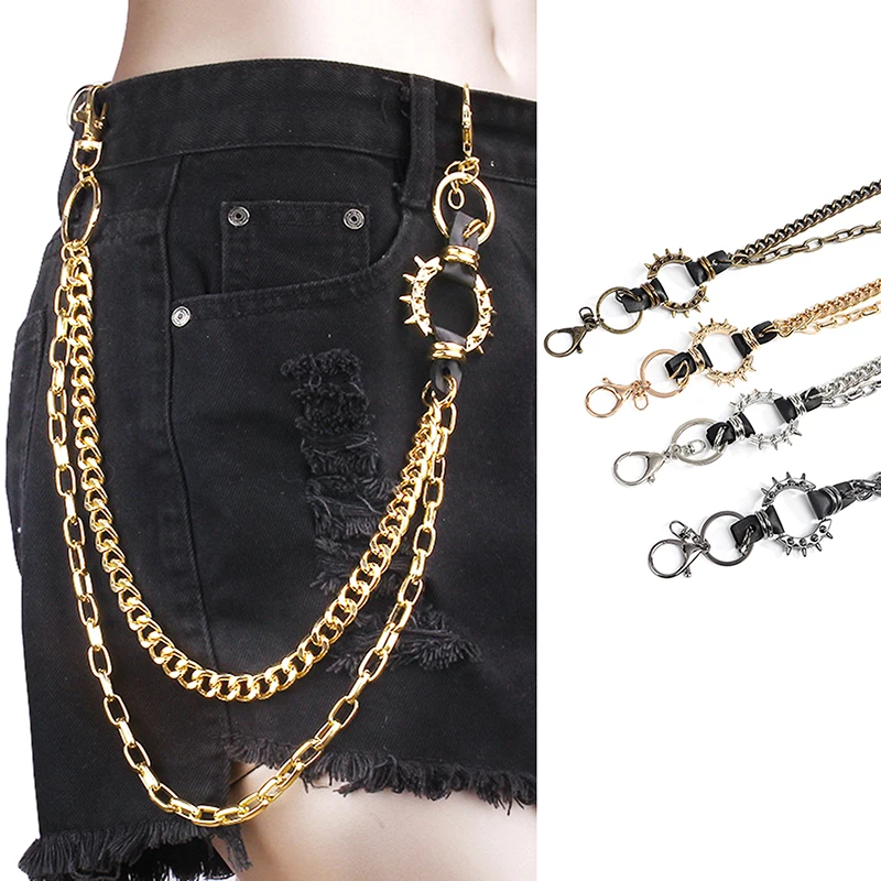 

Waist Chain Belt Unisex Jeans Pannts Chain Belts For Men and Women Punk Spiked Hip Hop Trouser Chains Metal Chunky Fringes Waist
