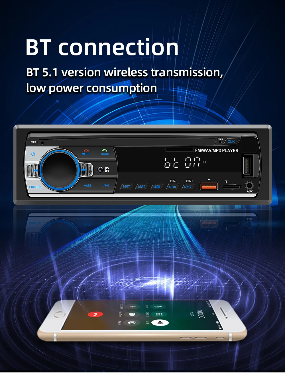 Digital Bluetooth MP3 Player JSD-530 520 60Wx4 FM Audio Stereo Music USB/SD with Built-in AUX Input