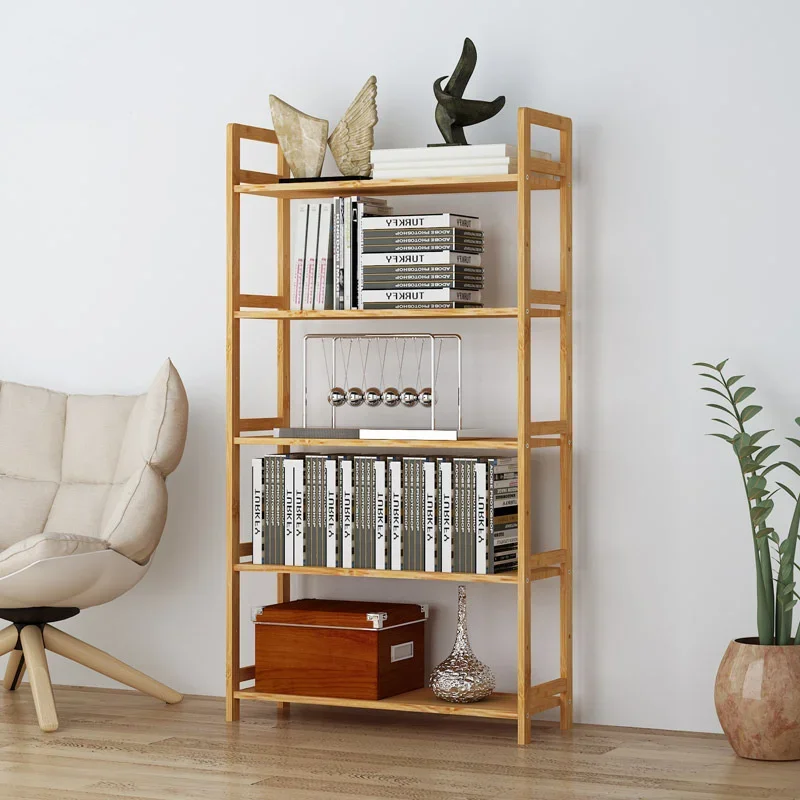 Bamboo Storage Shelves Simple Living Room Book Shelf Bedroom Multi-layer Storage Shelf Floor Partition Bathroom Storage Rack