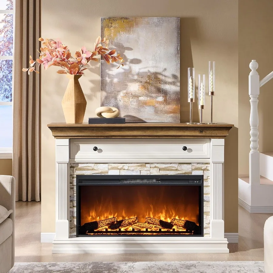 52 حامل تلفزيون مدفأة كهربائية للمزرعة مع ميزات رف وخزانة 36 سخان مدفأة كهربائي قائم بذاته مع جهاز تحكم عن بعد #2