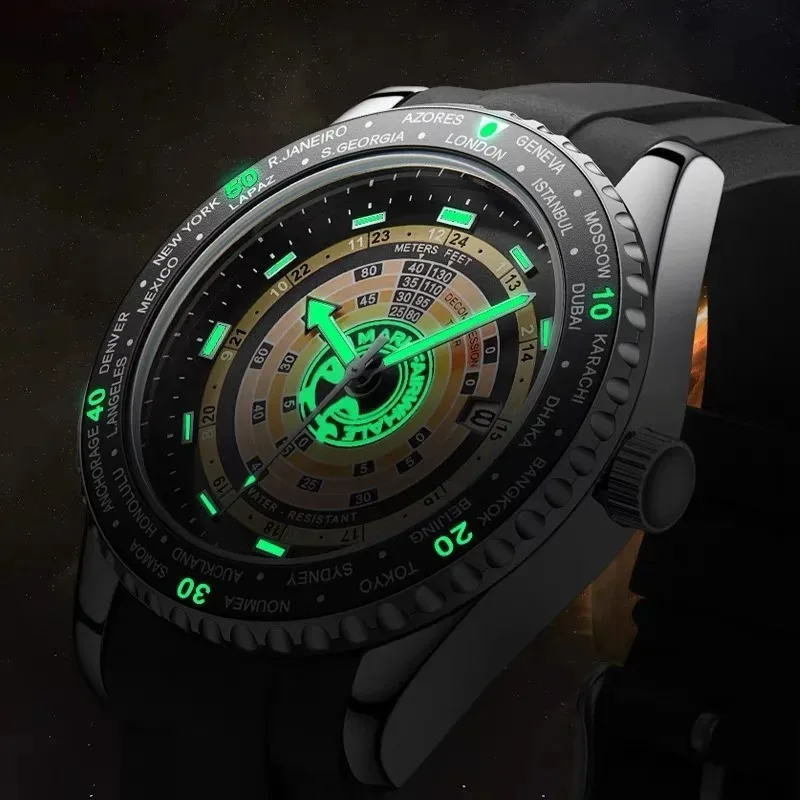 Mark Fairwhale 5930 Luminous Watch For Men Trendy Luxury Silicone Quartz Wristwatches Waterproof Hollow Male's Cloc