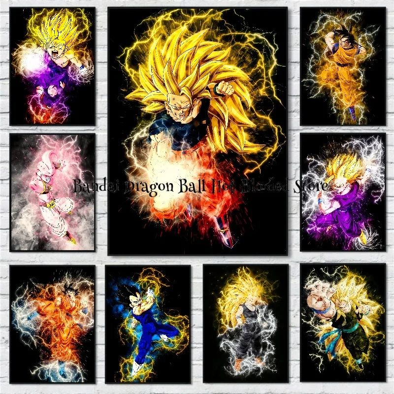 Hot-blooded Classic Japanese Anime Surrounding Dragon Ball Z Goku Vegeta HD Poster Canvas Painting Print Picture Children Gift