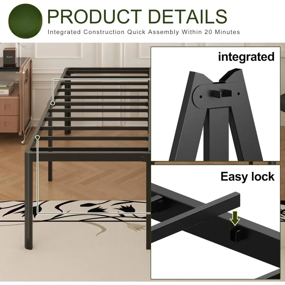 إطارات سرير - إطارات سرير كينج عالية 24 بوصة مع أرجل زاوية مستديرة